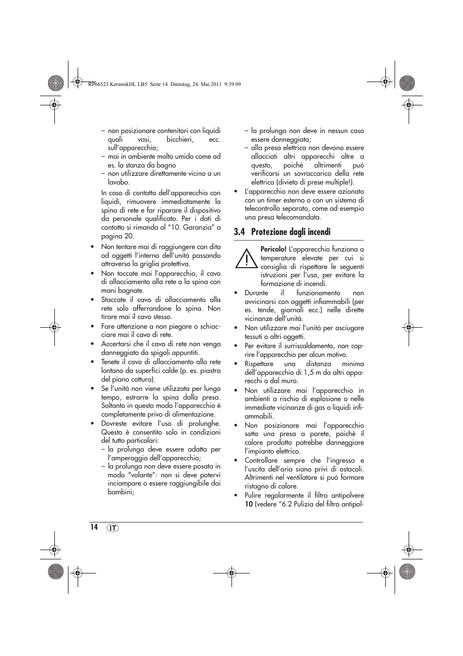 4 protezione dagli incendi | Silvercrest SKHL 1800 A1 User Manual | Page 16 / 50