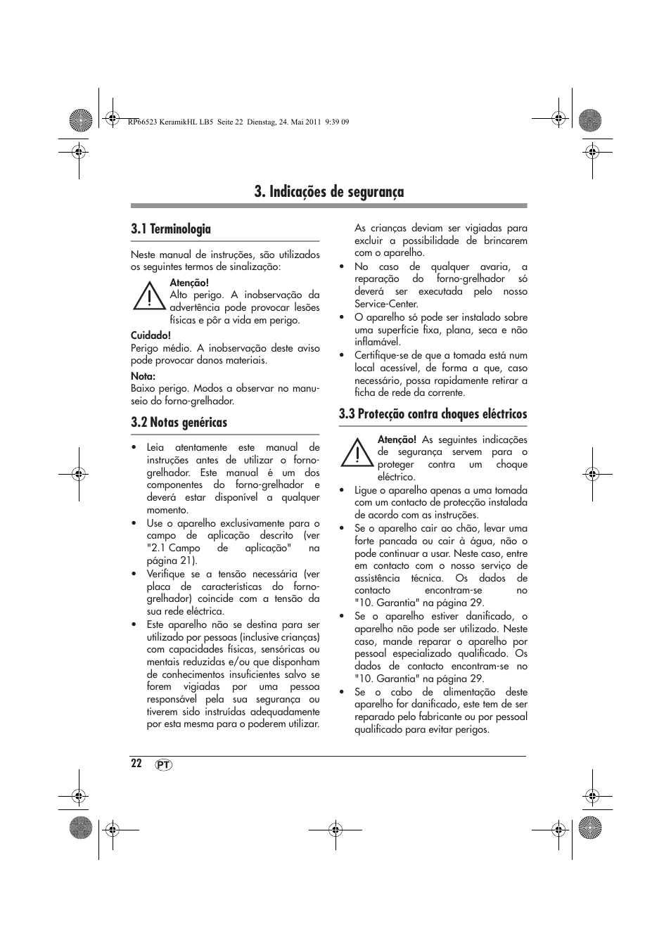 Indicações de segurança, 1 terminologia, 2 notas genéricas | 3 protecção contra choques eléctricos | Silvercrest SKHL 1800 A1 User Manual | Page 24 / 50