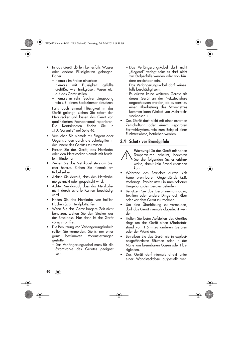 4 schutz vor brandgefahr | Silvercrest SKHL 1800 A1 User Manual | Page 42 / 50