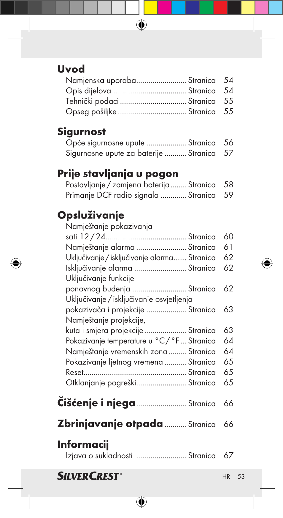 Uvod, Sigurnost, Prije stavljanja u pogon | Opsluživanje, Čišćenje i njega, Zbrinjavanje otpada, Informacij | Silvercrest Z30951A Z30951B Z30951C User Manual | Page 53 / 69