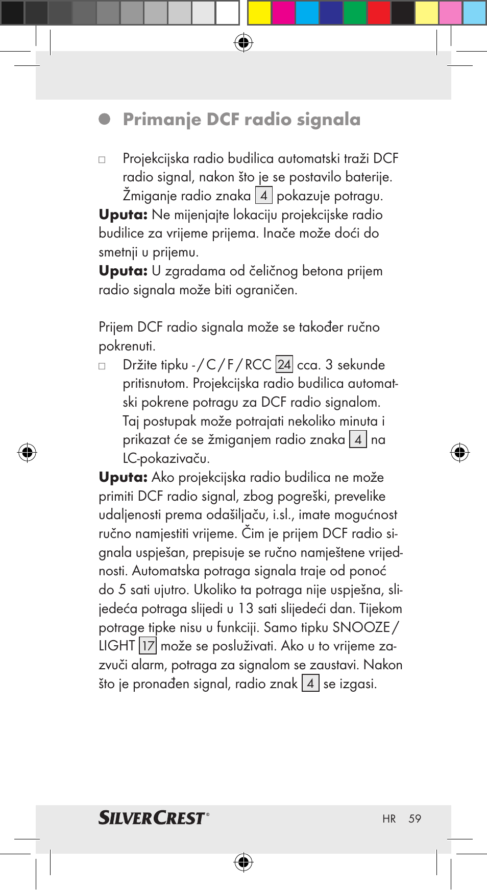 Primanje dcf radio signala | Silvercrest Z30951A Z30951B Z30951C User Manual | Page 59 / 69