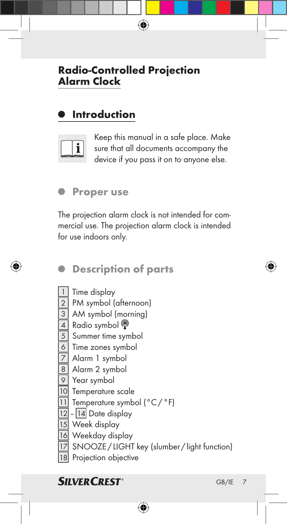 Proper use, Description of parts | Silvercrest Z30951A Z30951B Z30951C User Manual | Page 7 / 69