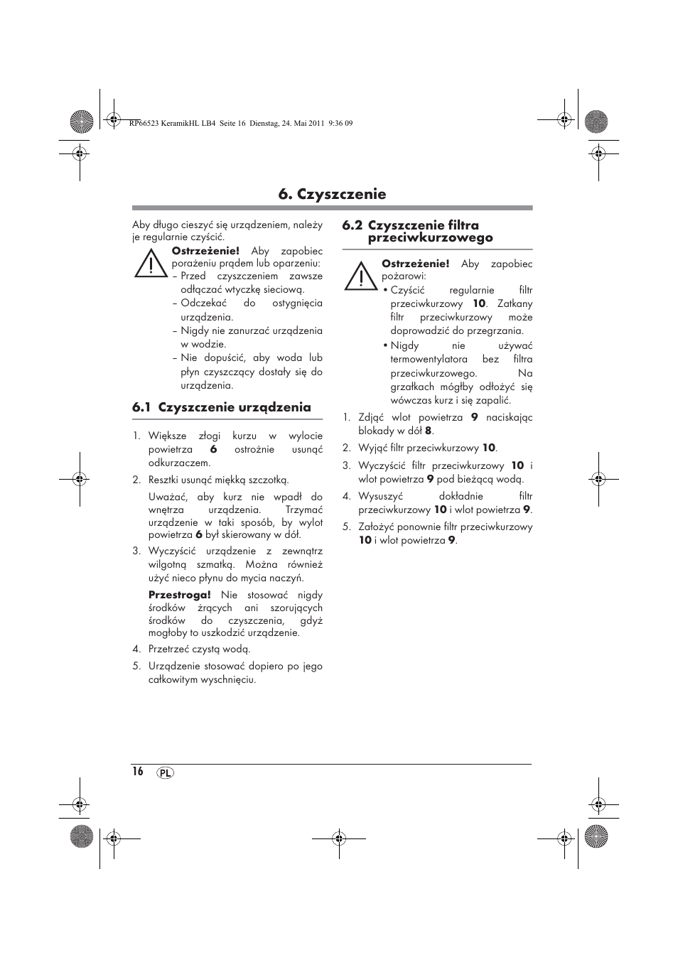 Czyszczenie | Silvercrest SKHL 1800 A1 User Manual | Page 18 / 66