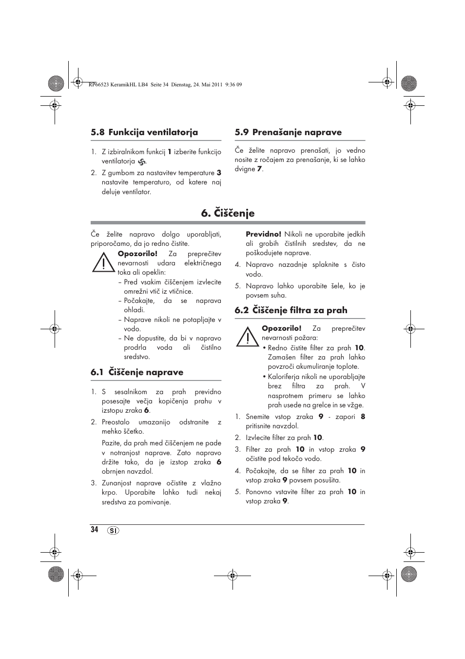 Čiščenje | Silvercrest SKHL 1800 A1 User Manual | Page 36 / 66