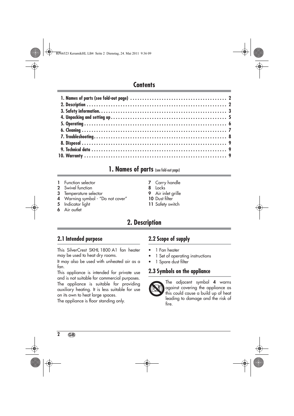 Silvercrest SKHL 1800 A1 User Manual | Page 4 / 66