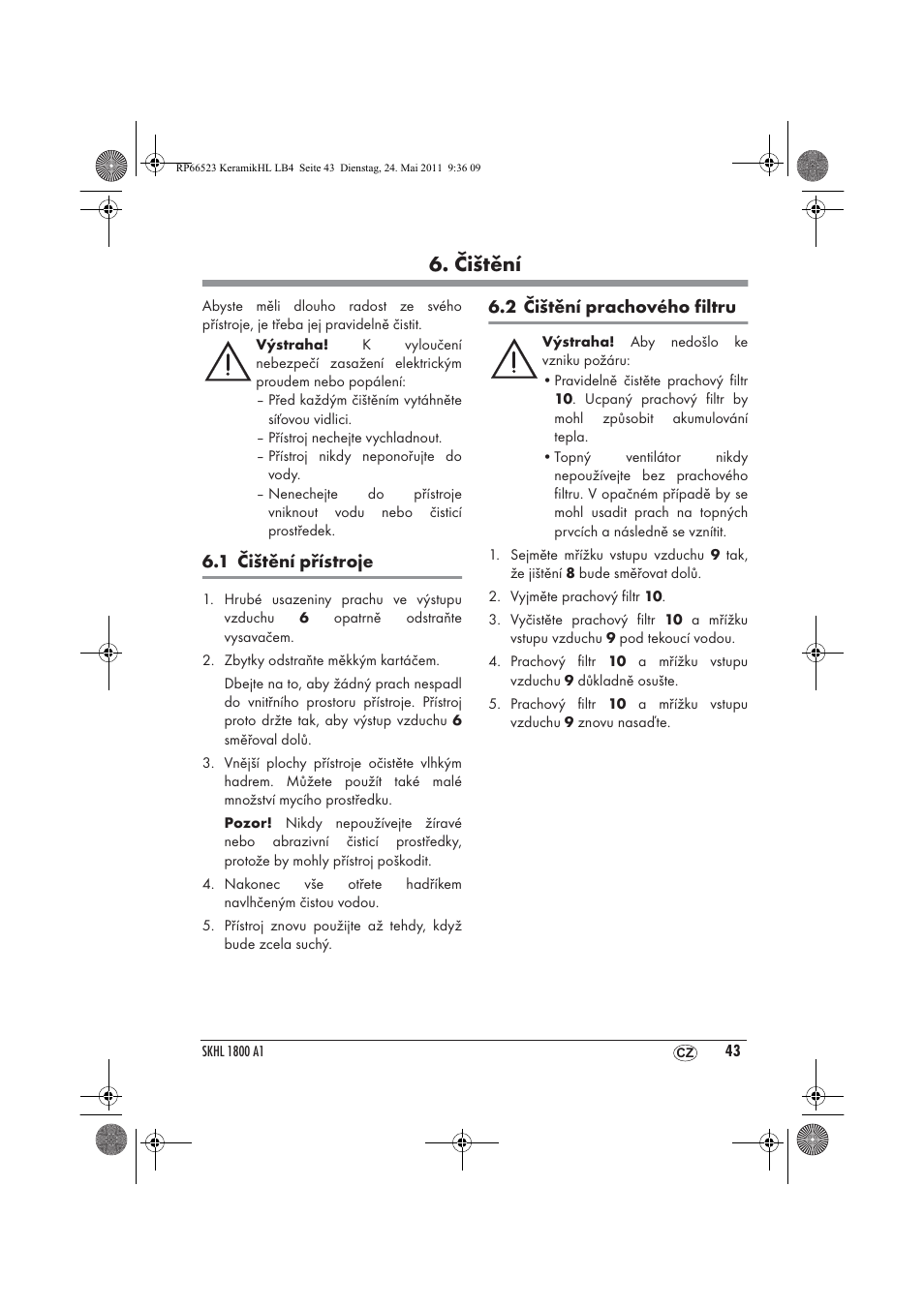 Čištění | Silvercrest SKHL 1800 A1 User Manual | Page 45 / 66