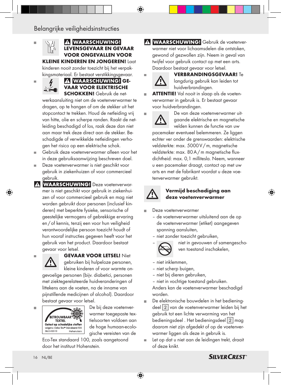 Belangrijke veiligheidsinstructies | Silvercrest SFW 100 A2 User Manual | Page 12 / 32