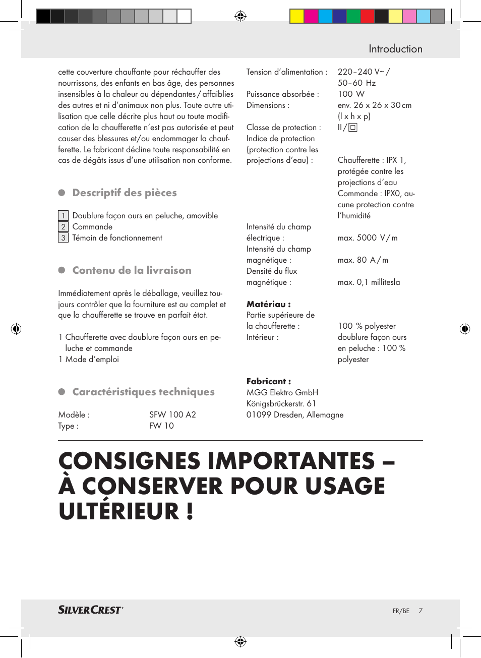 Introduction | Silvercrest SFW 100 A2 User Manual | Page 3 / 32