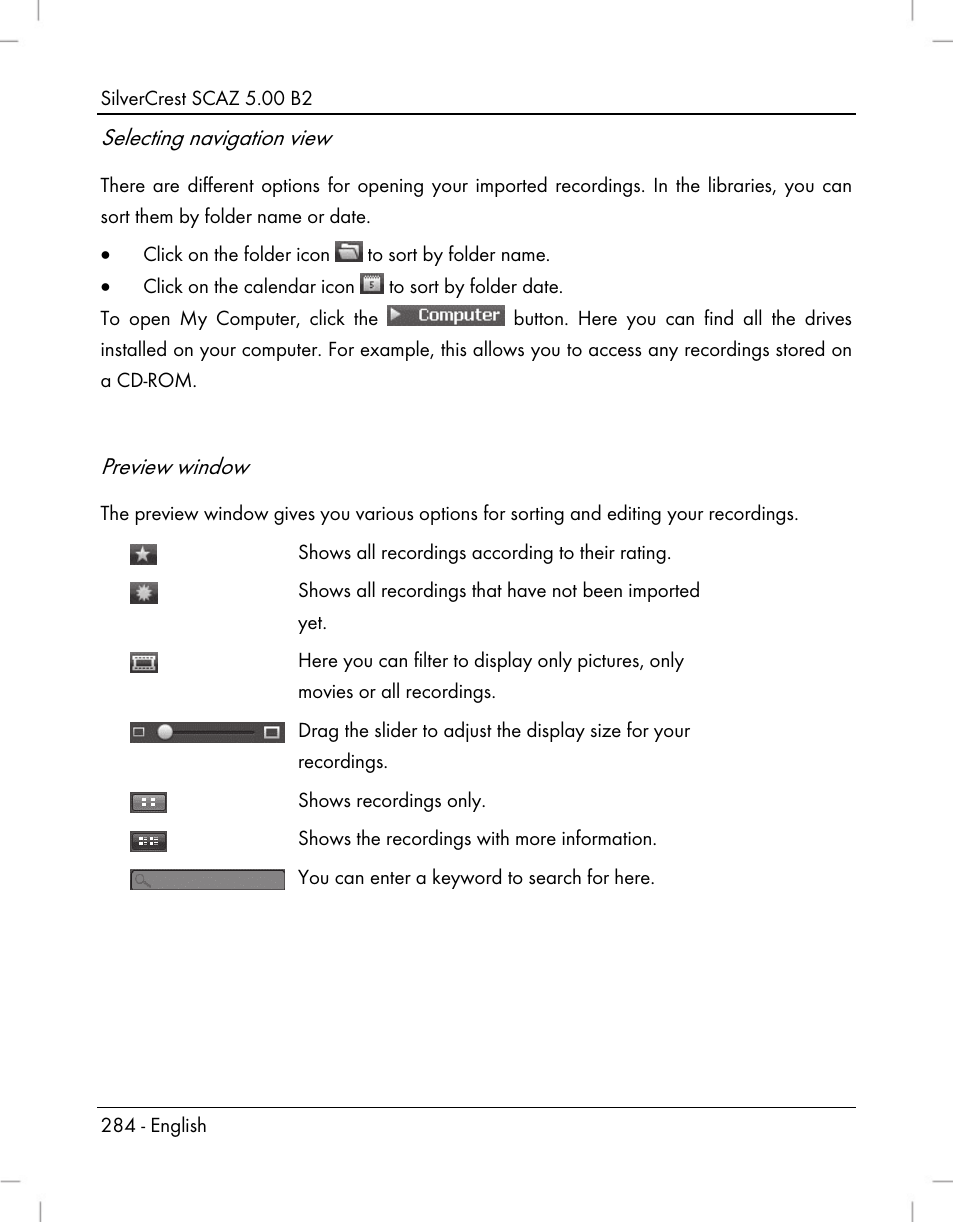 Selecting navigation view, Preview window | Silvercrest SCAZ 5.00 B2 User Manual | Page 286 / 296