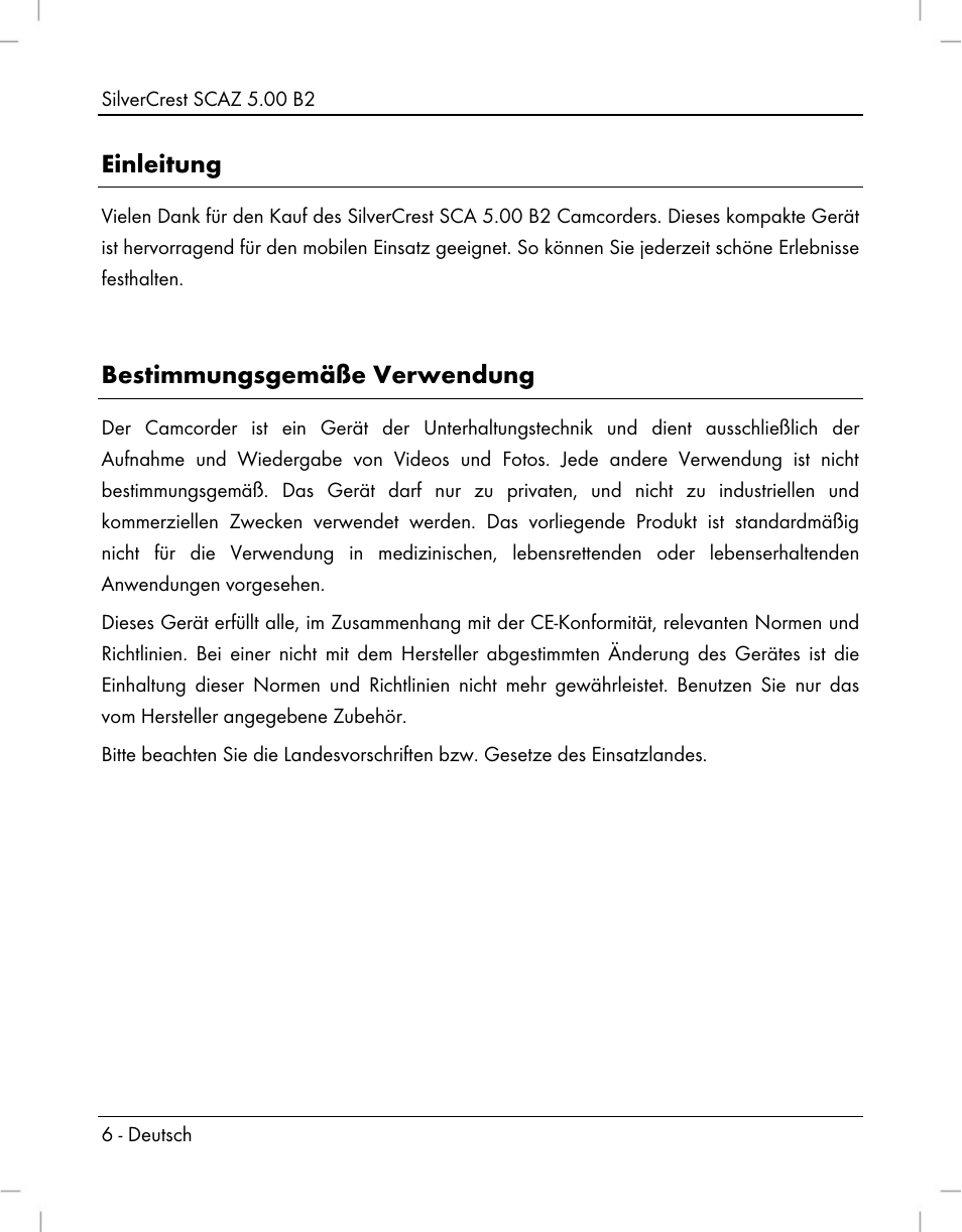 Einleitung, Bestimmungsgemäße verwendung | Silvercrest SCAZ 5.00 B2 User Manual | Page 8 / 296
