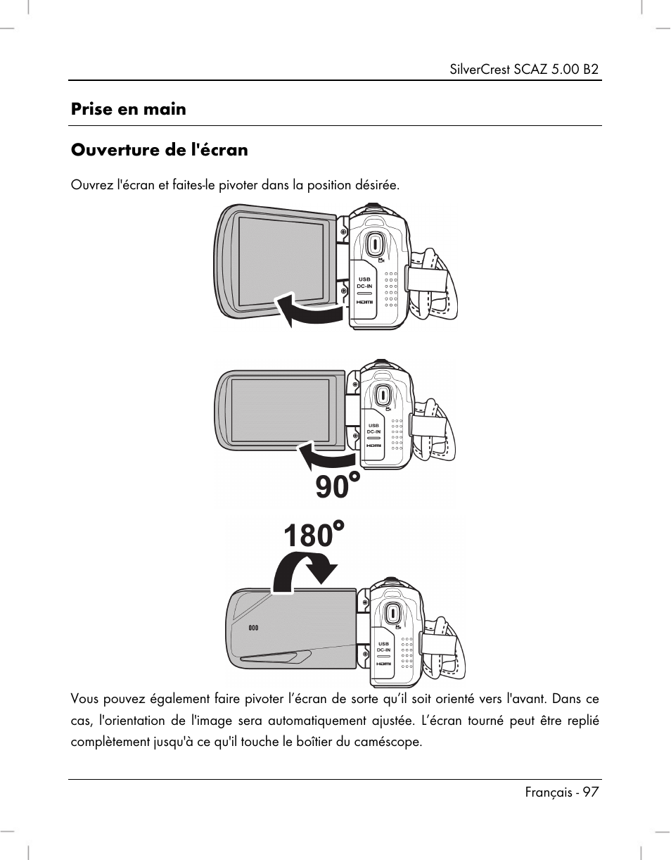 Prise en main ouverture de l'écran | Silvercrest SCAZ 5.00 B2 User Manual | Page 99 / 296