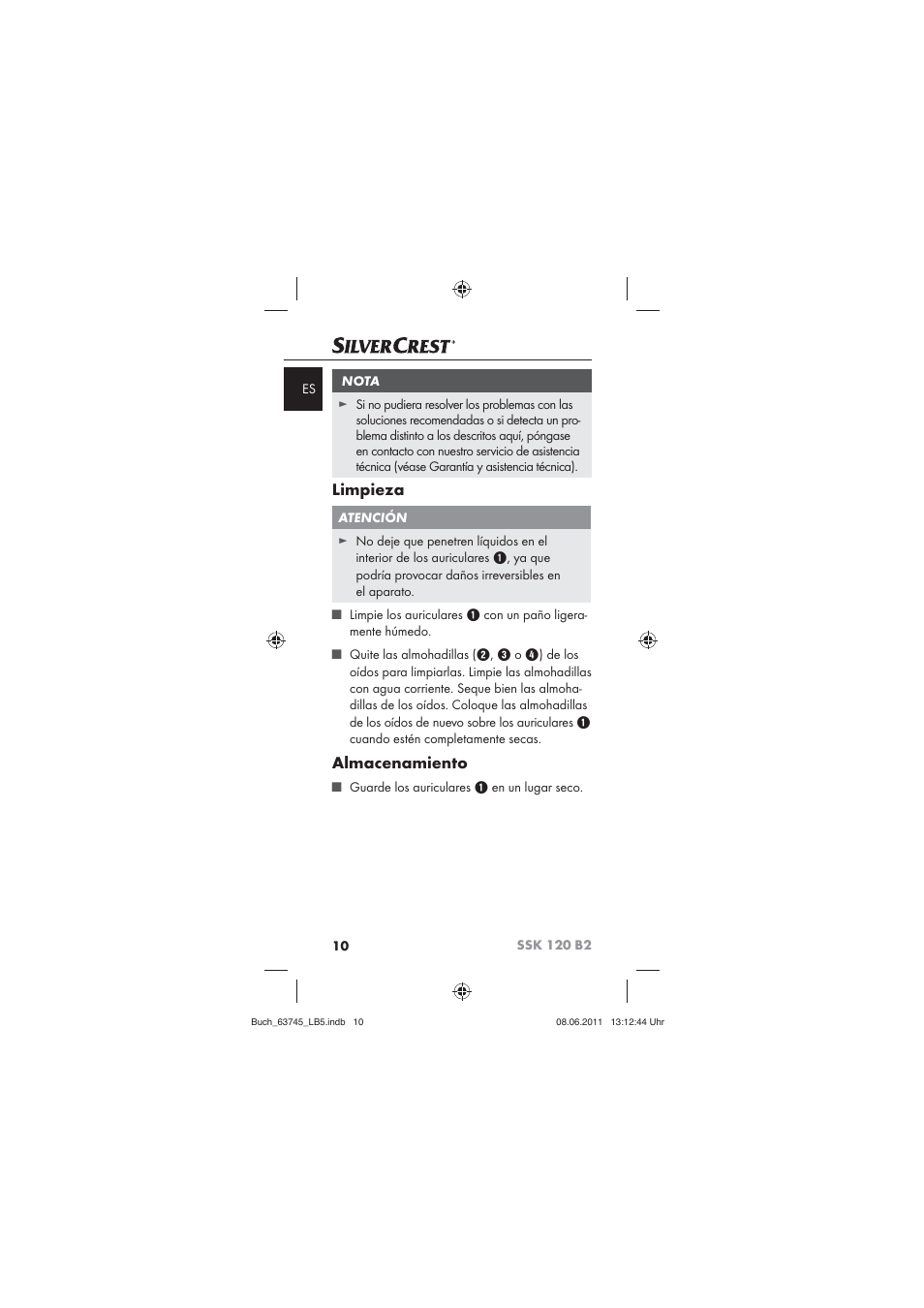 Limpieza, Almacenamiento | Silvercrest SSK 120 B2 User Manual | Page 12 / 72