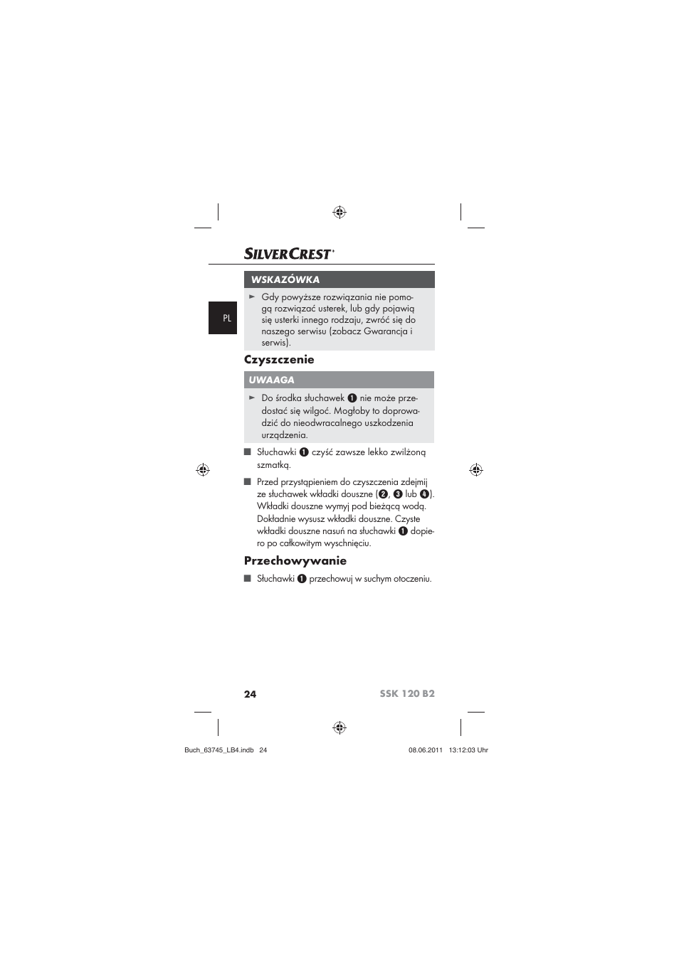 Czyszczenie, Przechowywanie | Silvercrest SSK 120 B2 User Manual | Page 26 / 86