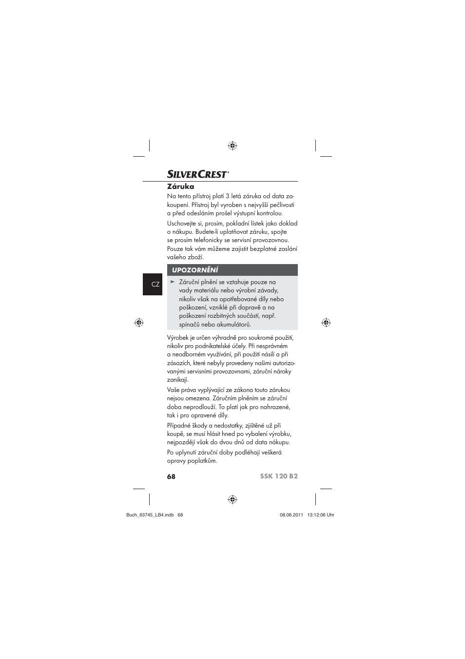 Záruka | Silvercrest SSK 120 B2 User Manual | Page 70 / 86