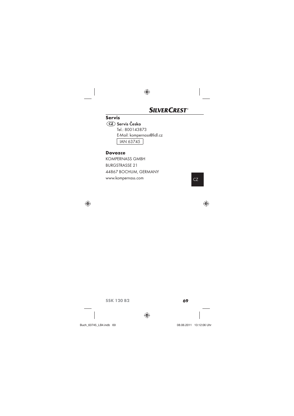 Servis, Dovozce | Silvercrest SSK 120 B2 User Manual | Page 71 / 86