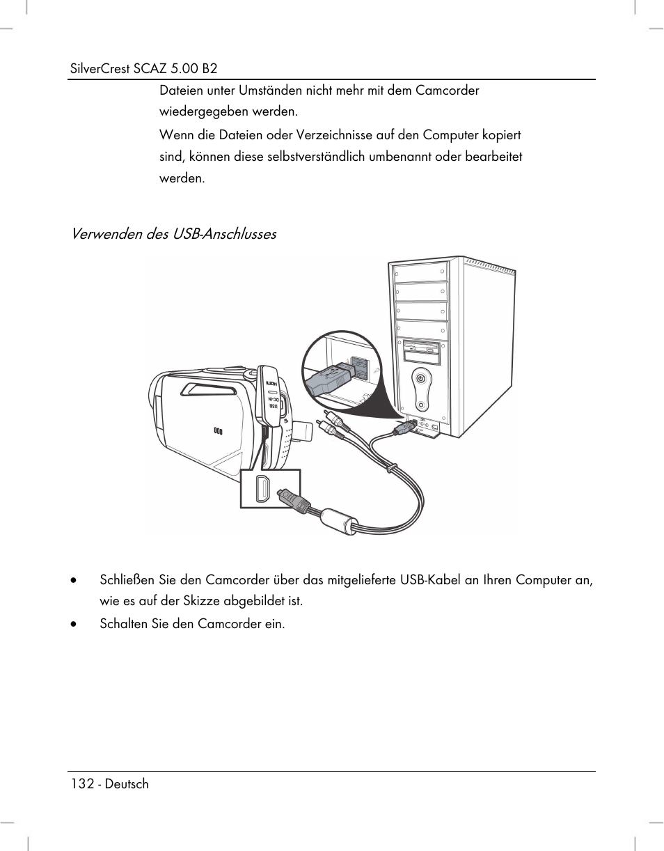 Verwenden des usb-anschlusses | Silvercrest SCAZ 5.00 B2 User Manual | Page 134 / 222