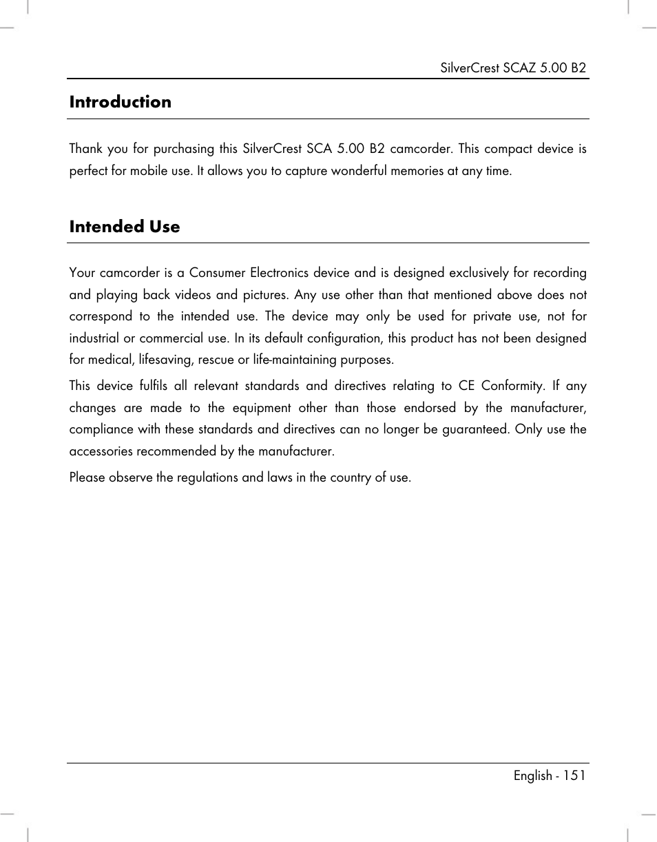 Introduction, Intended use | Silvercrest SCAZ 5.00 B2 User Manual | Page 153 / 222