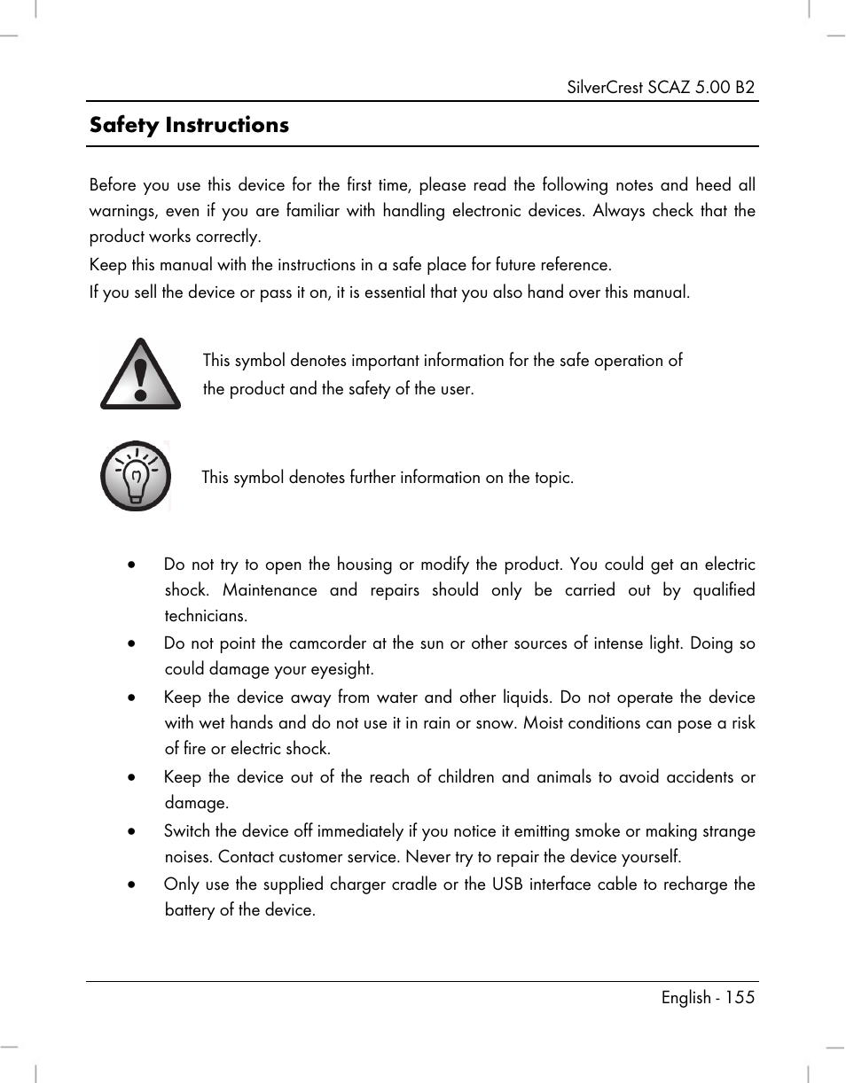 Safety instructions | Silvercrest SCAZ 5.00 B2 User Manual | Page 157 / 222