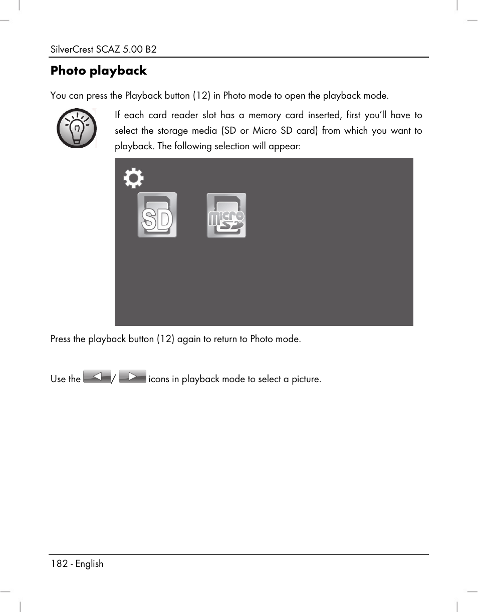 Photo playback | Silvercrest SCAZ 5.00 B2 User Manual | Page 184 / 222