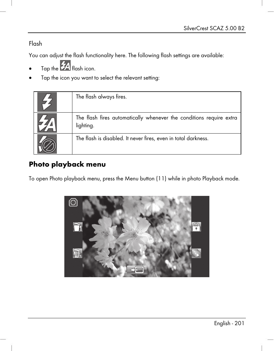 Photo playback menu | Silvercrest SCAZ 5.00 B2 User Manual | Page 203 / 222