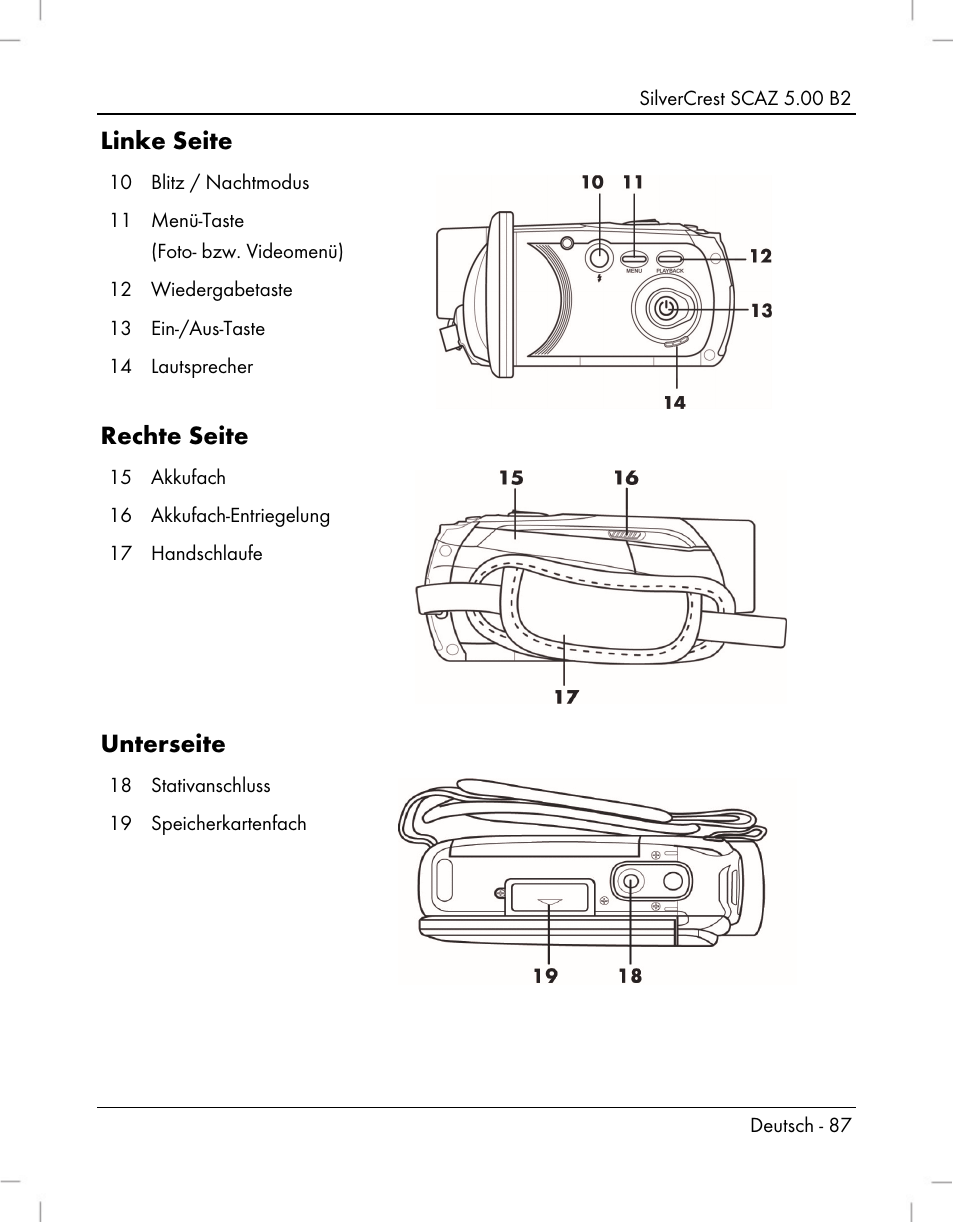 Linke seite, Rechte seite, Unterseite | Silvercrest SCAZ 5.00 B2 User Manual | Page 89 / 222