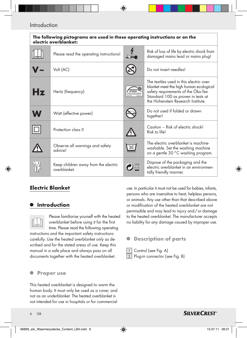 Introduction | Silvercrest Electric Blanket User Manual | Page 2 / 56