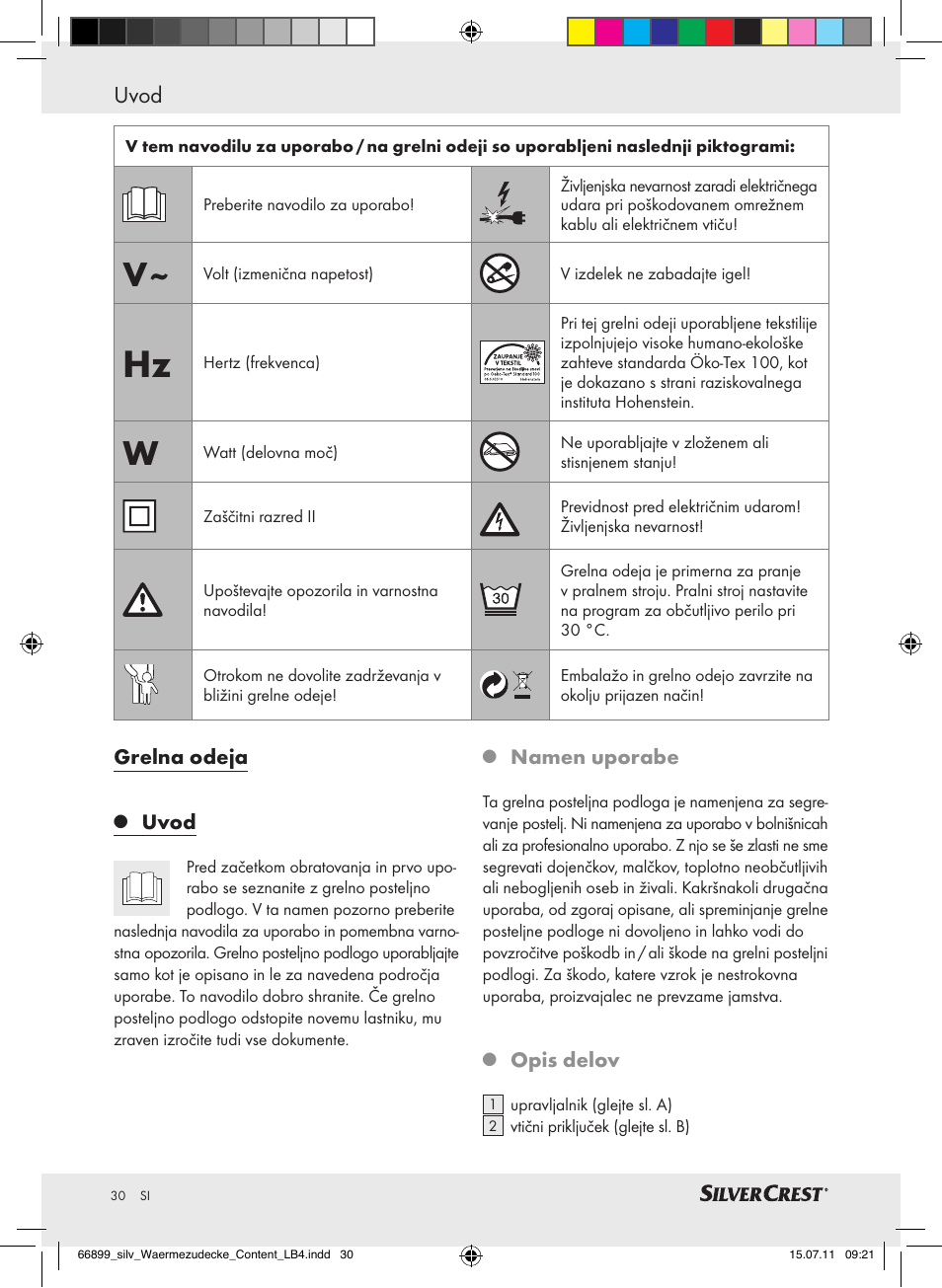 Uvod | Silvercrest Electric Blanket User Manual | Page 26 / 56