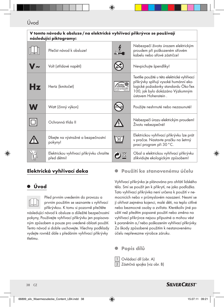 Úvod | Silvercrest Electric Blanket User Manual | Page 34 / 56