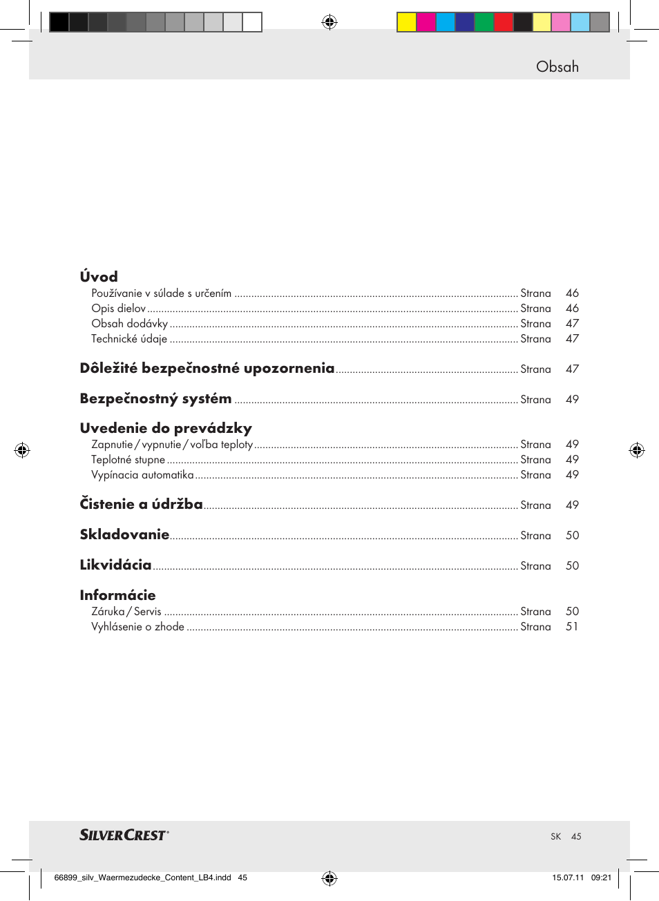 Silvercrest Electric Blanket User Manual | Page 41 / 56