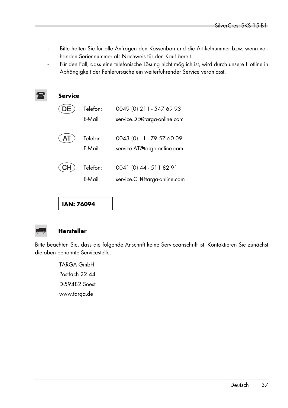 Silvercrest SKS 15 B1 User Manual | Page 39 / 52