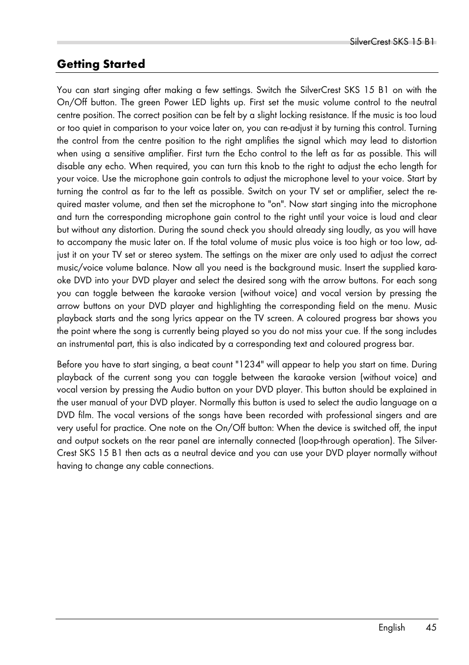 Getting started | Silvercrest SKS 15 B1 User Manual | Page 47 / 52