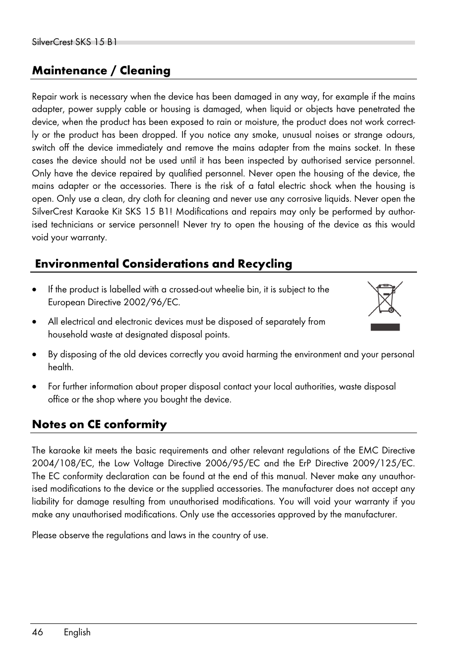 Silvercrest SKS 15 B1 User Manual | Page 48 / 52