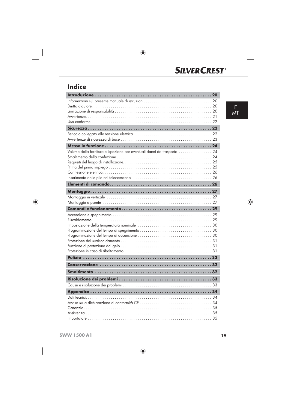 Indice, It mt | Silvercrest SWW 1500 A1 User Manual | Page 21 / 92