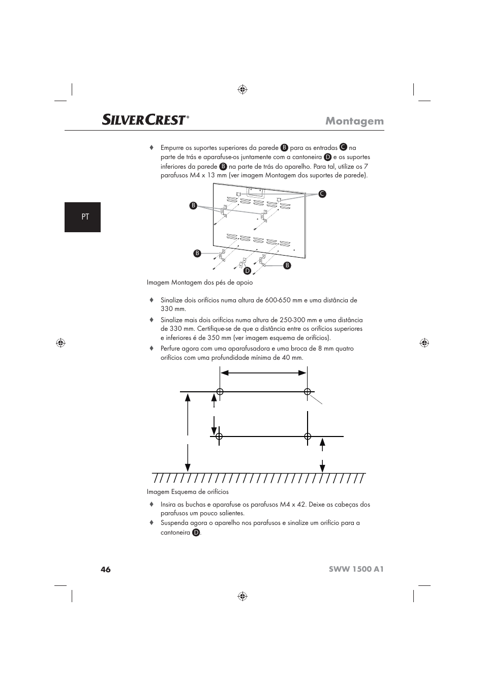 Montagem | Silvercrest SWW 1500 A1 User Manual | Page 48 / 92