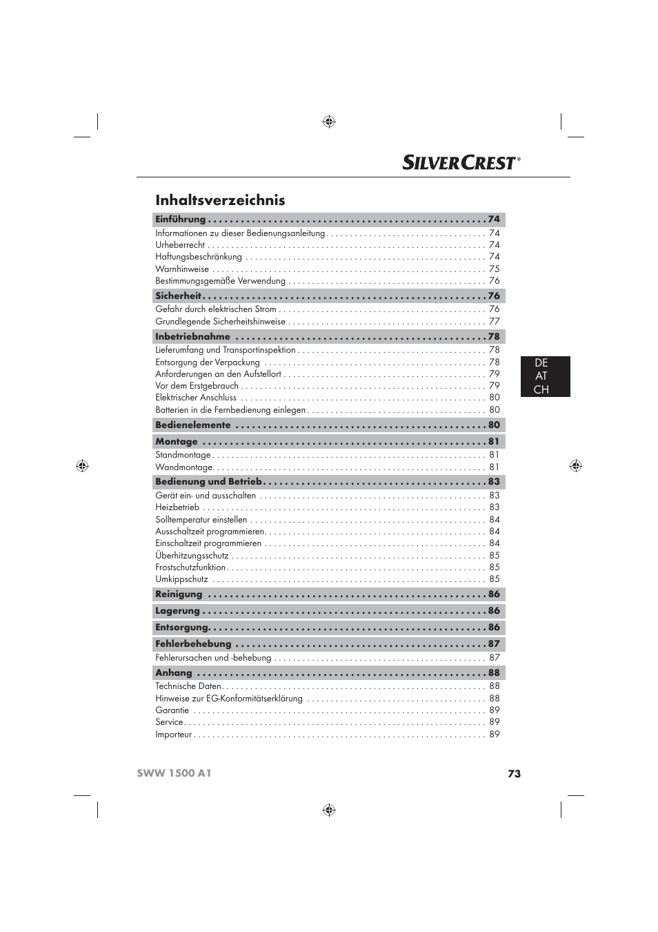 Silvercrest SWW 1500 A1 User Manual | Page 75 / 92