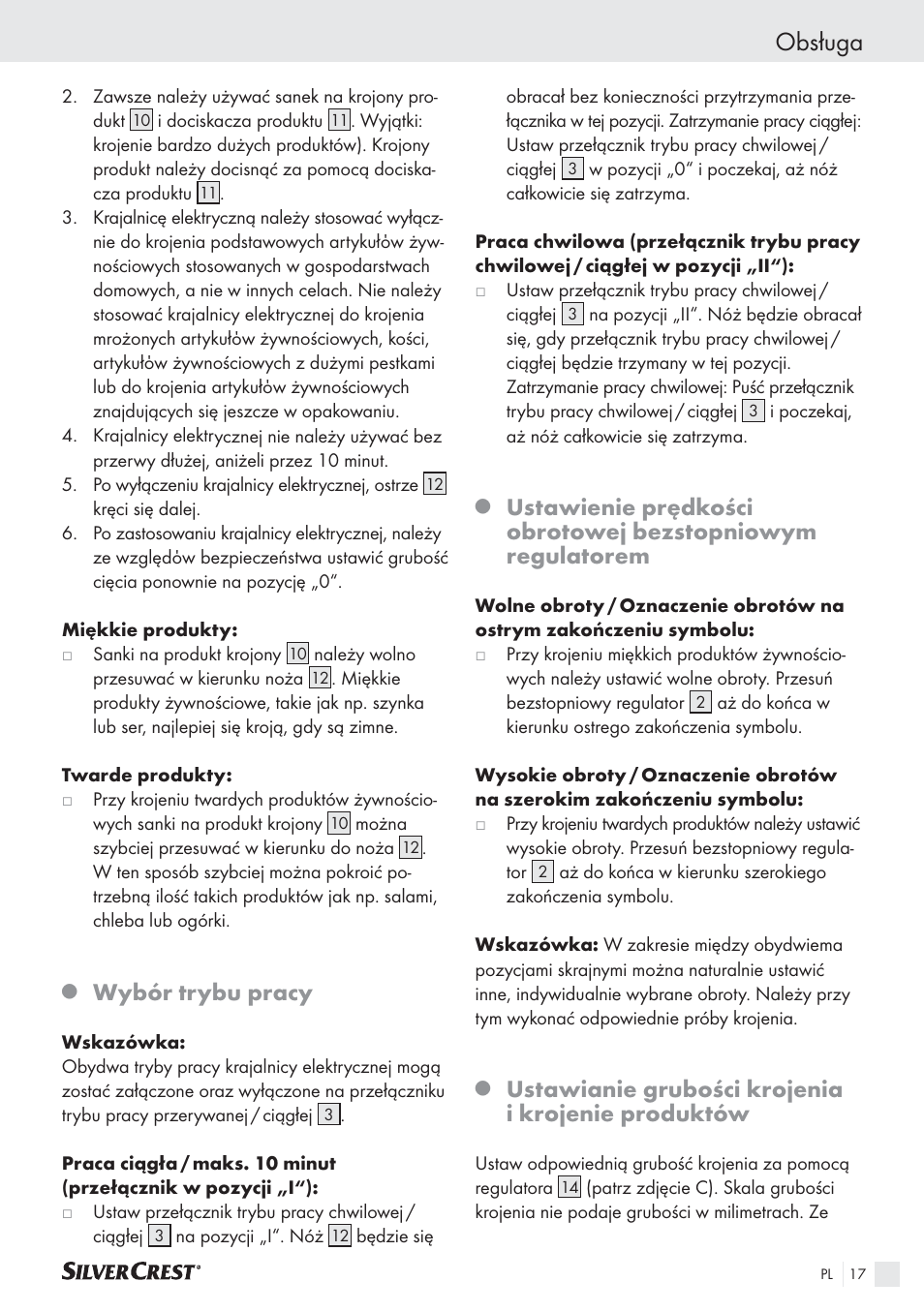 Obsługa, Wybór trybu pracy, Ustawianie grubości krojenia i krojenie produktów | Silvercrest SAS 150 A1 User Manual | Page 17 / 60