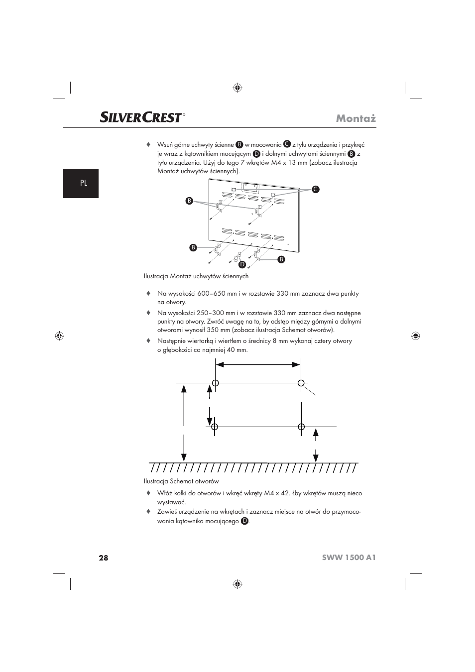 Montaż | Silvercrest SWW 1500 A1 User Manual | Page 30 / 128