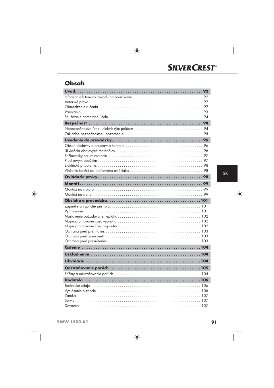 Silvercrest SWW 1500 A1 User Manual | Page 93 / 128