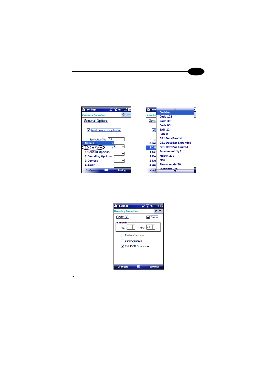1d barcode symbology pages | Datalogic Scanning 00A0LS-1N1-MEN0 User Manual | Page 55 / 111