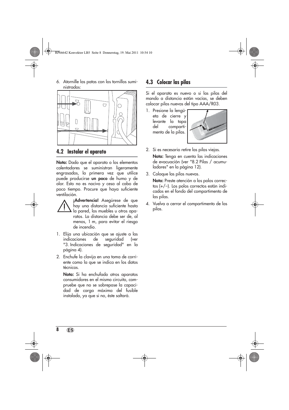 2 instalar el aparato, 3 colocar las pilas | Silvercrest SKT 2300 A1 User Manual | Page 10 / 58