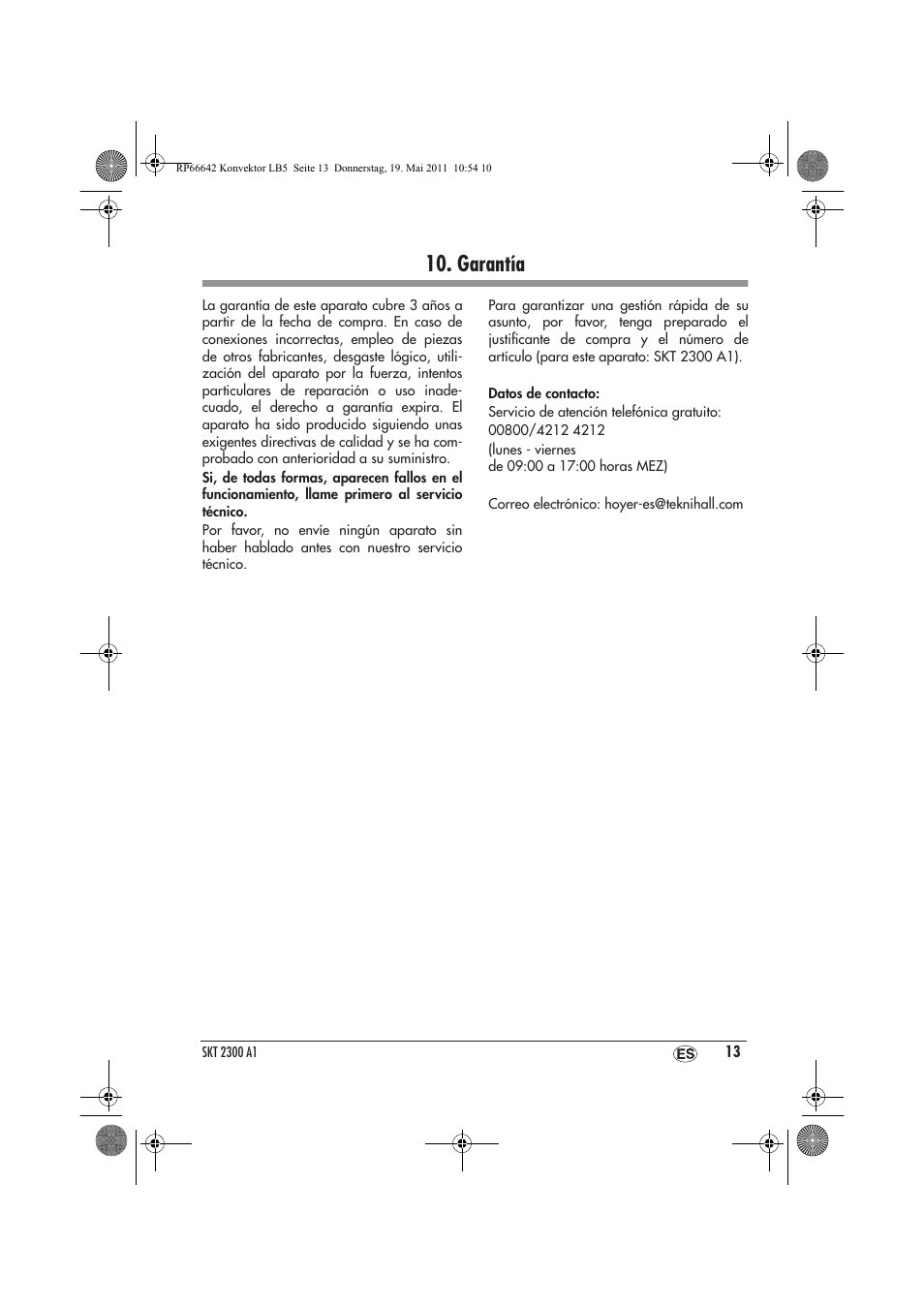 Garantía | Silvercrest SKT 2300 A1 User Manual | Page 15 / 58