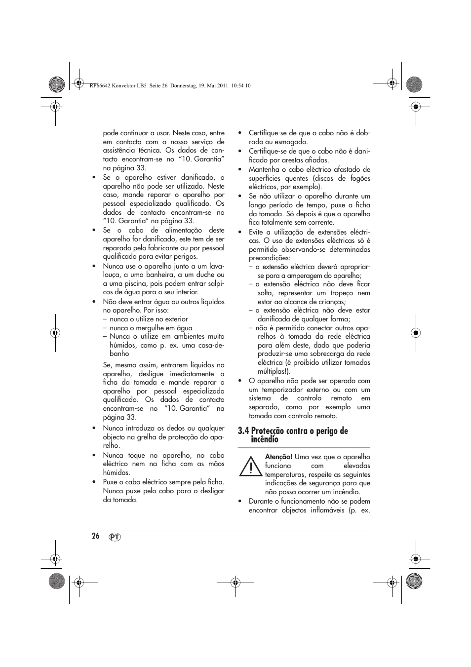 4 protecção contra o perigo de incêndio | Silvercrest SKT 2300 A1 User Manual | Page 28 / 58