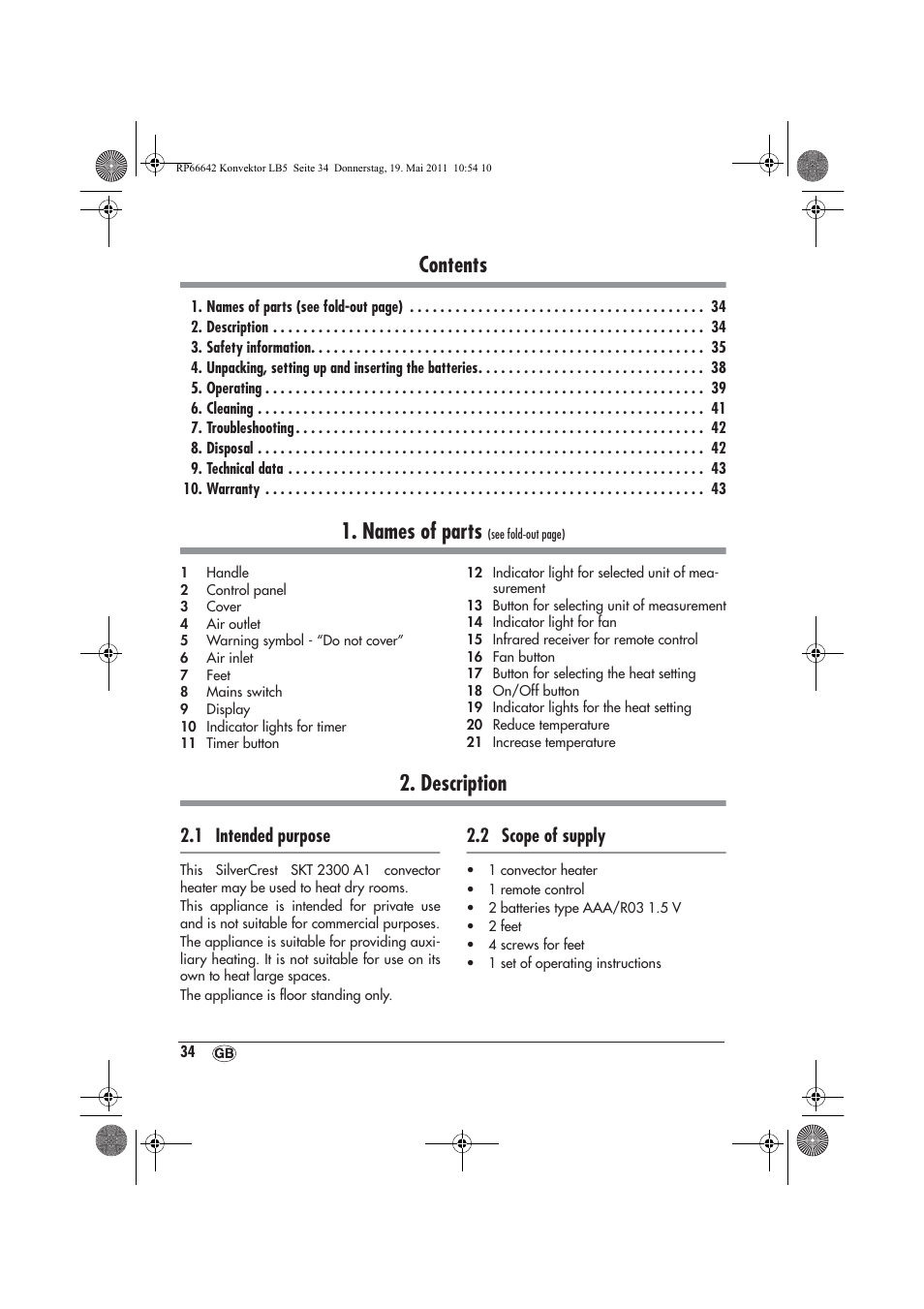 Silvercrest SKT 2300 A1 User Manual | Page 36 / 58