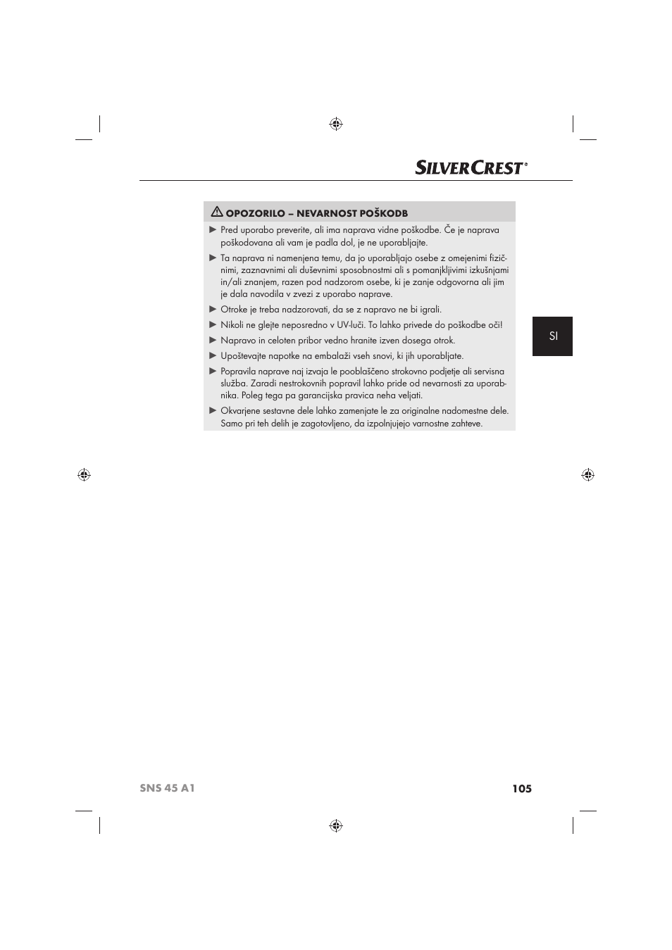 Silvercrest SNS 45 A1 User Manual | Page 105 / 194