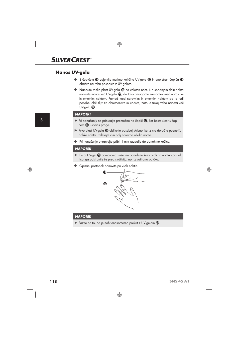 Nanos uv-gela | Silvercrest SNS 45 A1 User Manual | Page 118 / 194