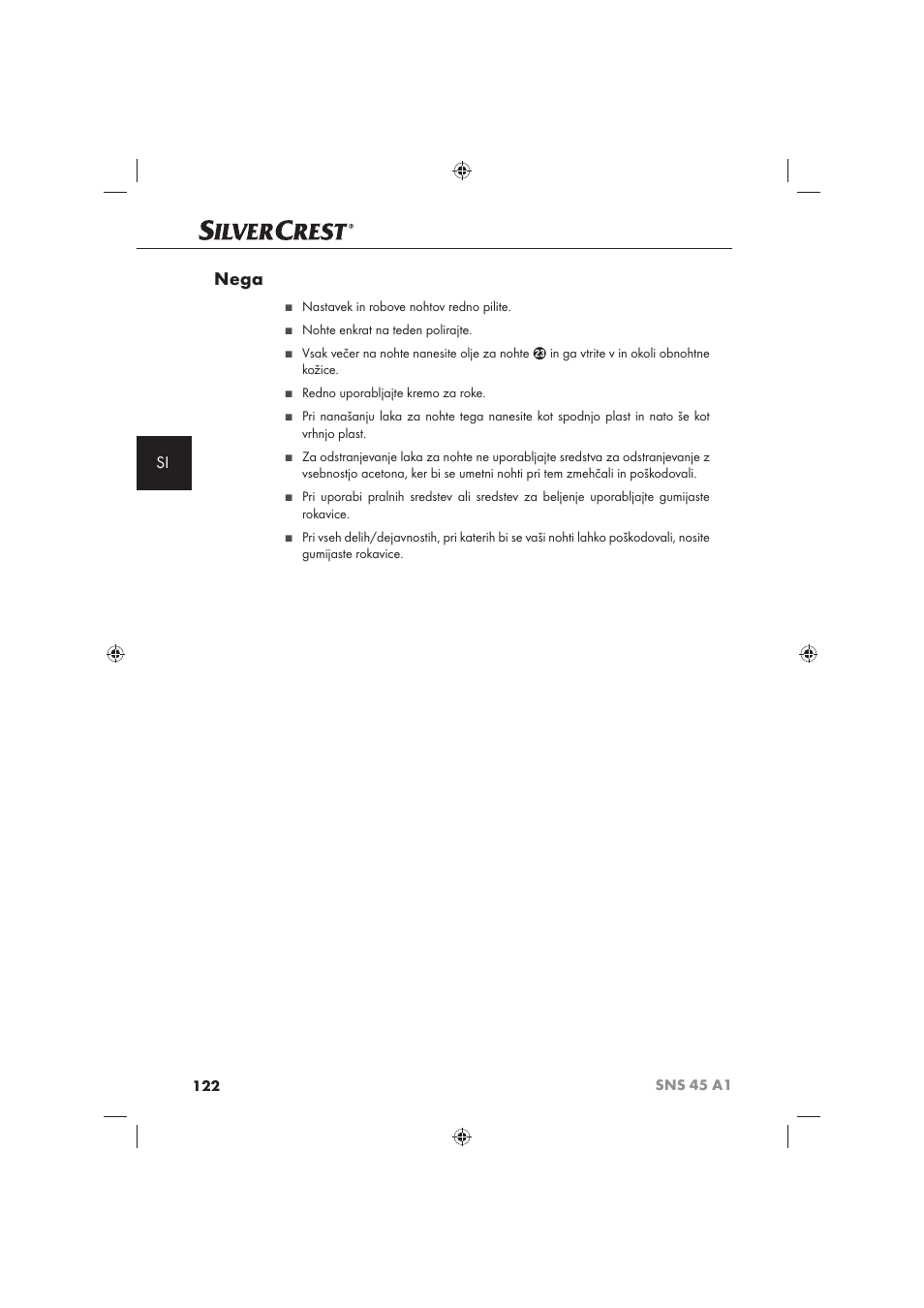 Nega | Silvercrest SNS 45 A1 User Manual | Page 122 / 194