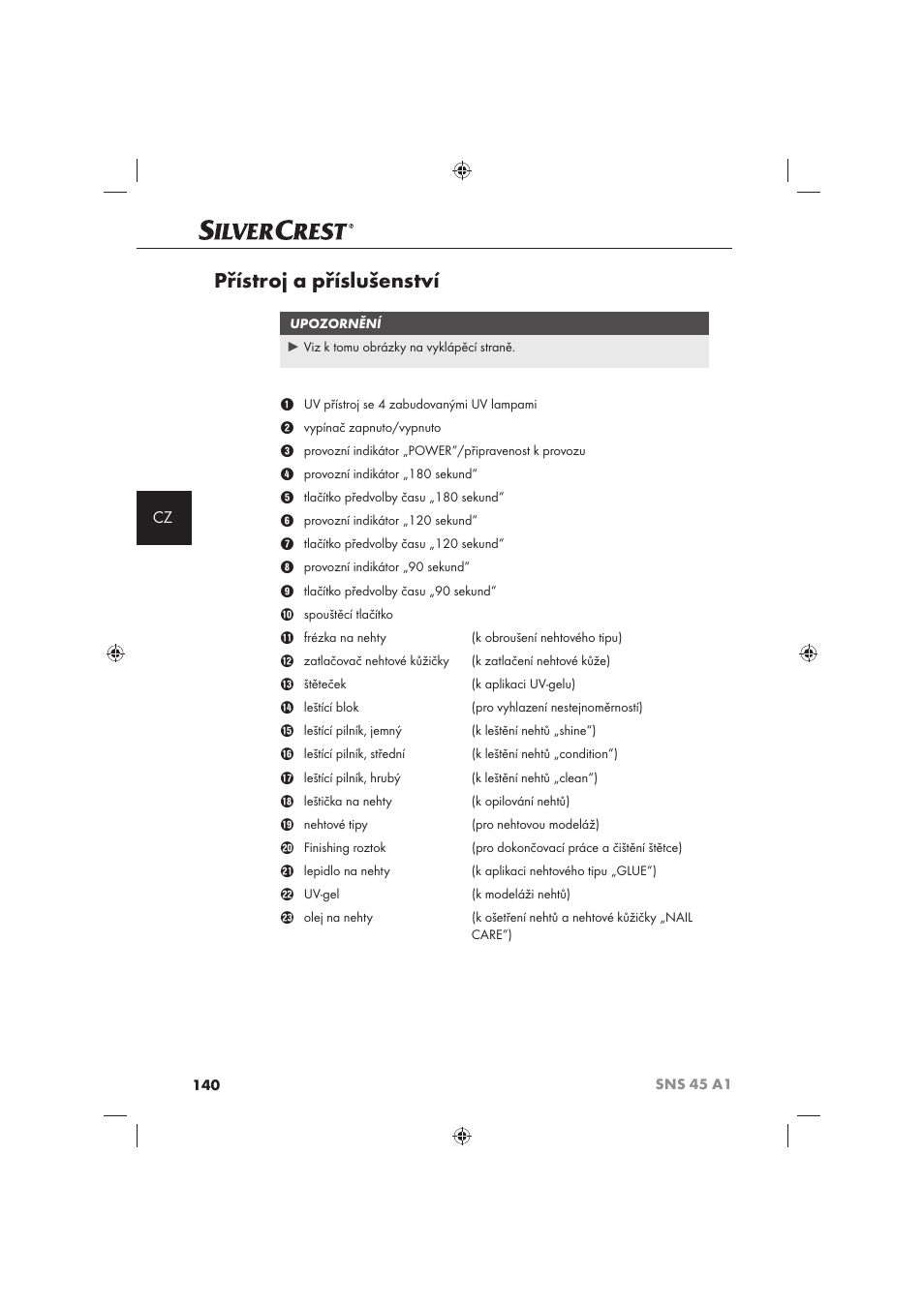 Přístroj a příslušenství | Silvercrest SNS 45 A1 User Manual | Page 140 / 194