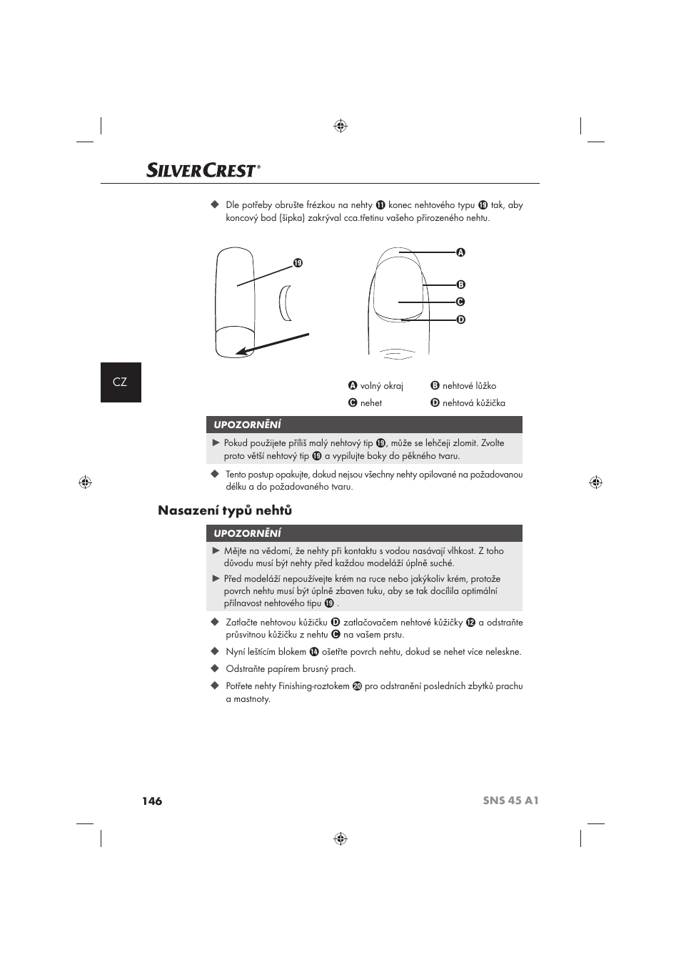 Nasazení typů nehtů | Silvercrest SNS 45 A1 User Manual | Page 146 / 194