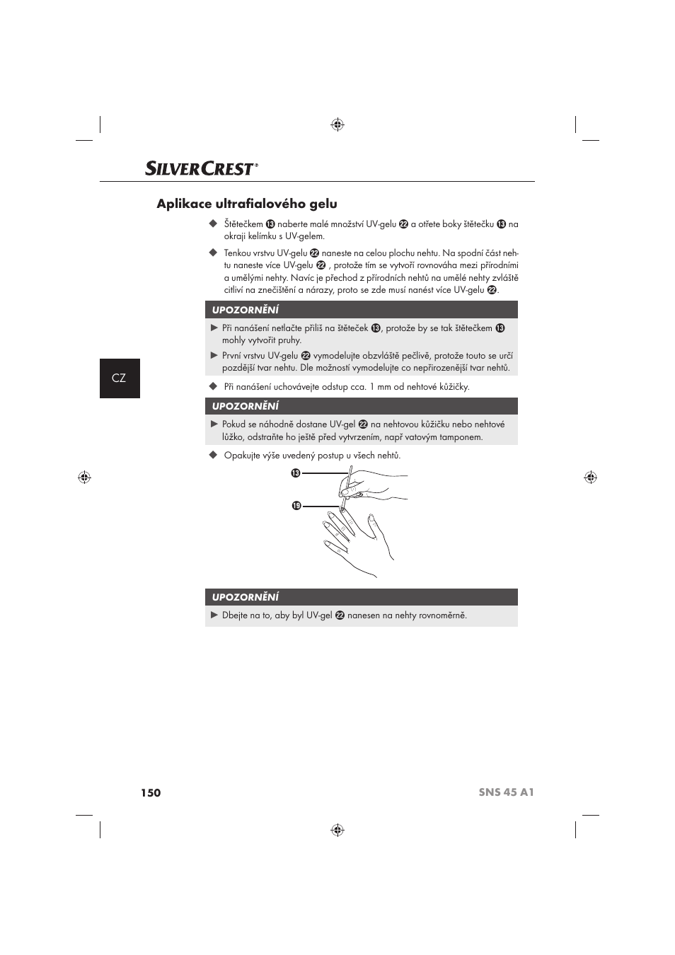 Aplikace ultraﬁ alového gelu | Silvercrest SNS 45 A1 User Manual | Page 150 / 194