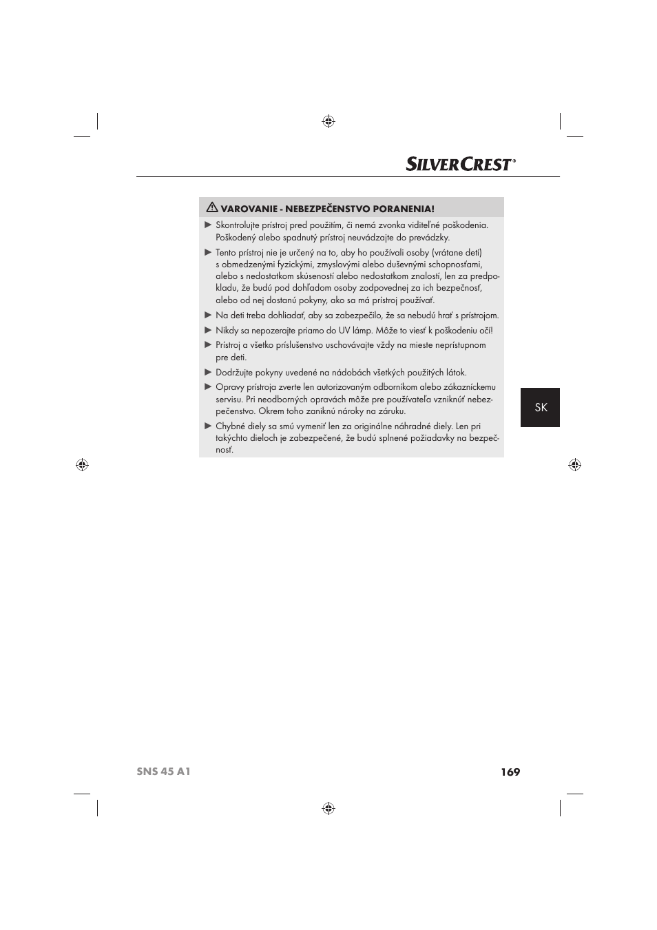 Silvercrest SNS 45 A1 User Manual | Page 169 / 194